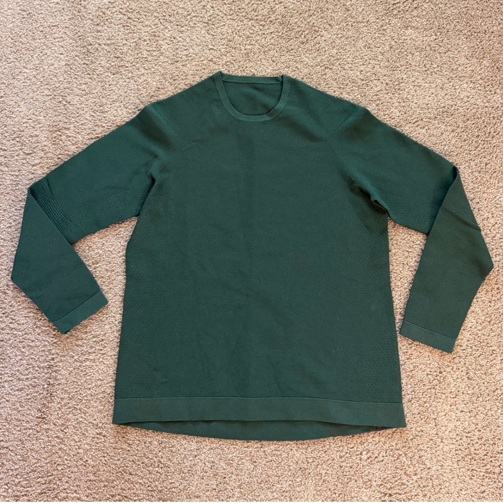 Lululemon Mens Textured Knit Crewneck sweater dark Green size large (est)
